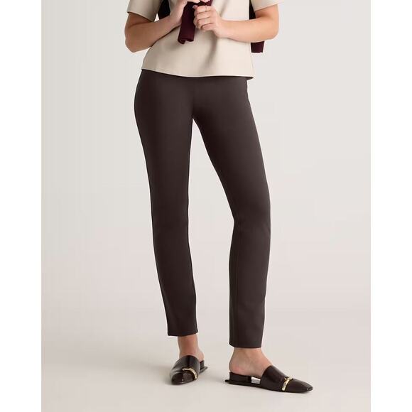 NWT Quince Ultra Stretch Ponte Straight Leg Pant Brown Medium Tall - Picture 3 of 8